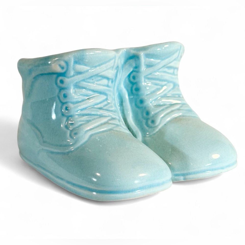 Blue Ceramic Booties/Shoes Planter, potted plants Nursey Decor Child’s Boy Room